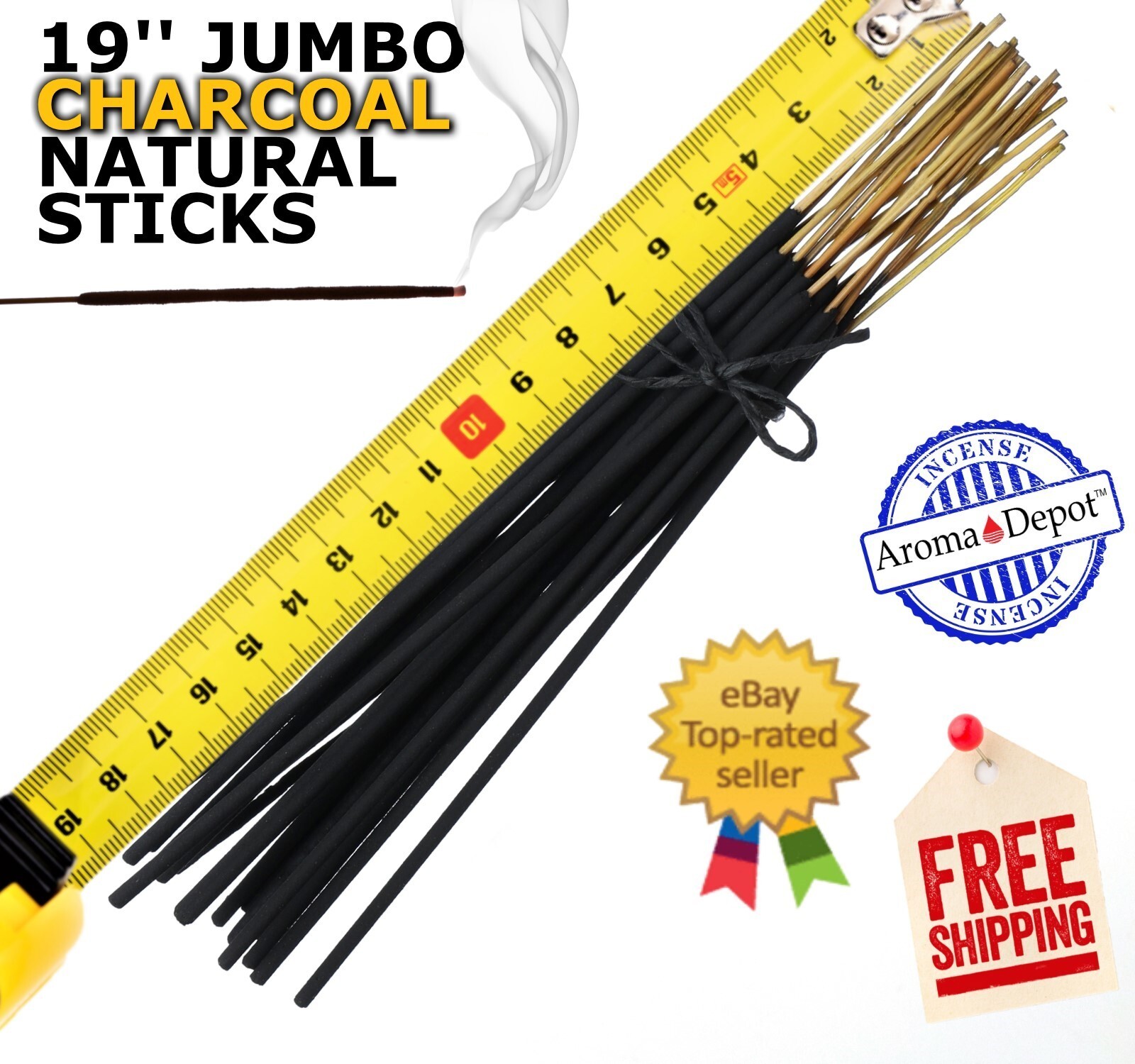 19" Long Lemongrass Jumbo Incense Sticks 30 Per Pack Hand Dipped 19