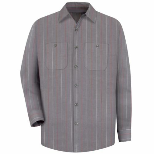 Red Kap Work Shirt Poplin Stripe 2 Pocket Men's Industrial Uniform - Picture 5 of 24