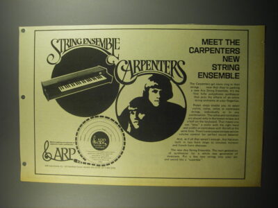 1974 ARP String Ensemble Synthesizer Advertisement - The Carpenters
