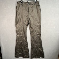 NWT Fashion Nova Faux Leather Flare Moto Pants Bronze Bottoms Size Medium
