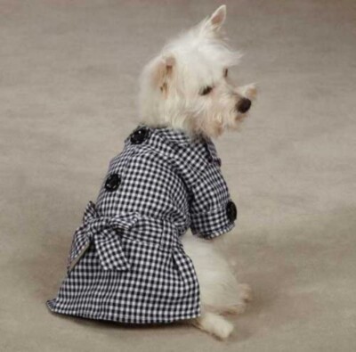 East Side Collection First Lady Gingham Dog Trench Coat Black XXSmall