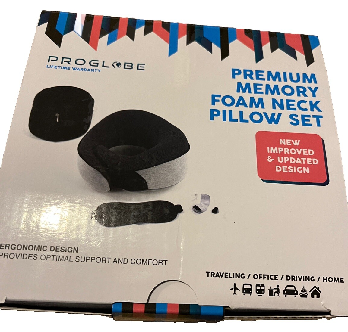 Proglobe 100% Memory Foam Travel Neck Pillow for Sleeping-image