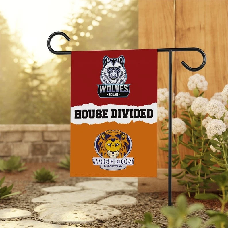 Custom House Divided Garden Flag Double Sided, Hockey, Basketball,