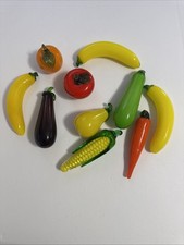 Lot of 10 Vintage Hand-Blown Glass Vegetables /Fruits Murano Style Art Deco
