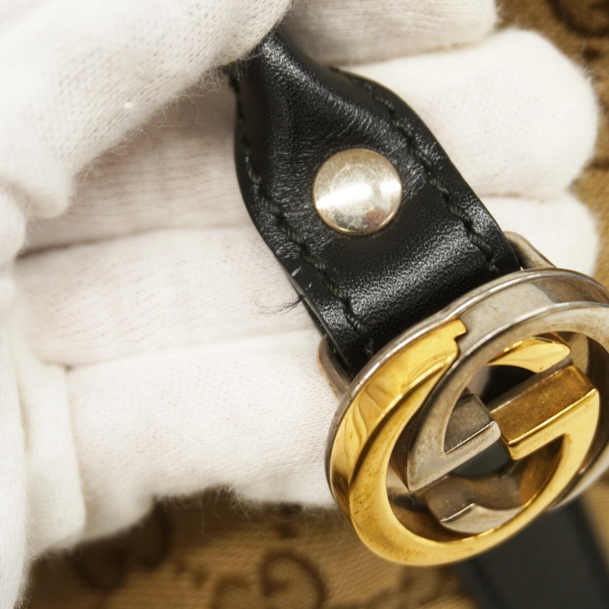 GUCCI Tote Bag GG Canvas Interlocking G 232956 gold silver hardware 5755 thumbnail 10