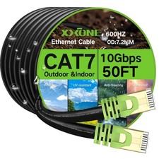 Outdoor Cat 7 Ethernet Cable 100ft, 26AWG Heavy-Duty Cat7 Networking Cord Pat...