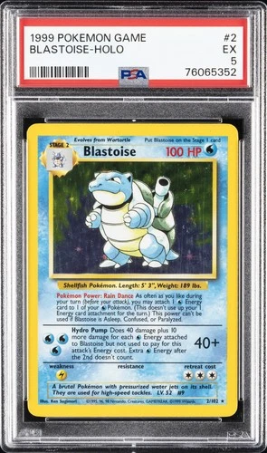 1999 POKEMON BASE SET UNLIMITED #2 BLASTOISE-HOLO PSA 5