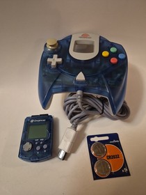 Sega Dreamcast Clear Blue Controller And Matching VMU **Discounted** Damaged VMU
