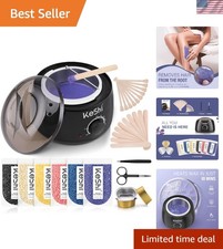Painless Waxing Kit with Electric Warmer 6 Natural Hard Wax Beans for All Skin