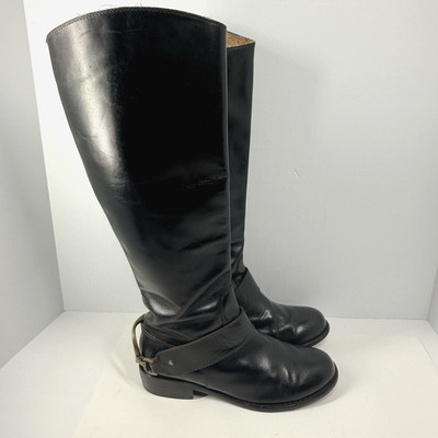 Juicy Couture Cadley Leather Tall Riding Boots Harness 7.5 Black Equestrian
