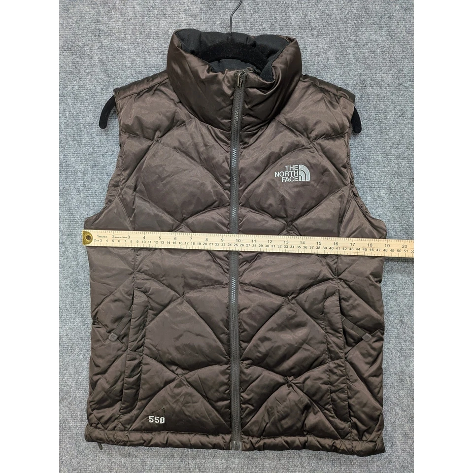 Colete acolchoado feminino The North Face 550 pequeno marrom chocolate ganso preppy - Imagem 3 de 4