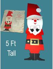 Vtg Mid Century MOD Hallmark Santa Claus 5' TALL Cardboard Die Cut Decoration 2