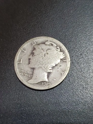 1919 10C Mercury Dime Au 90 % Silver