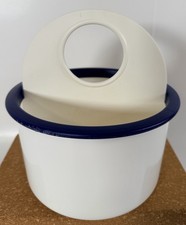 VINTAGE Tupperware Fregadero de Ducha Utensilios Carrito Azul Blanco Mango Escurridor Extraíble
