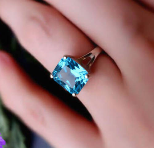 Swiss Blue Topaz Gemstone Handmade 925 Sterling Silver Jewelry Ring All ...