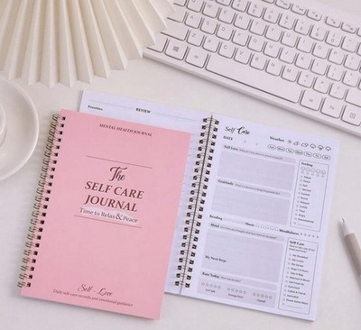 Self Care Journal | Daily Mental Health Planner | Guided Wellness Notebook Pink