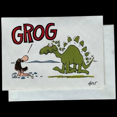 Vtg OVERSIZED BC Comics Johnny Hart Blank Greeting Card Unused Grog Cave Man