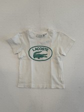 Lacoste Kids White Branded Graphic T-Shirt Green Oval Logo small Stain 2T