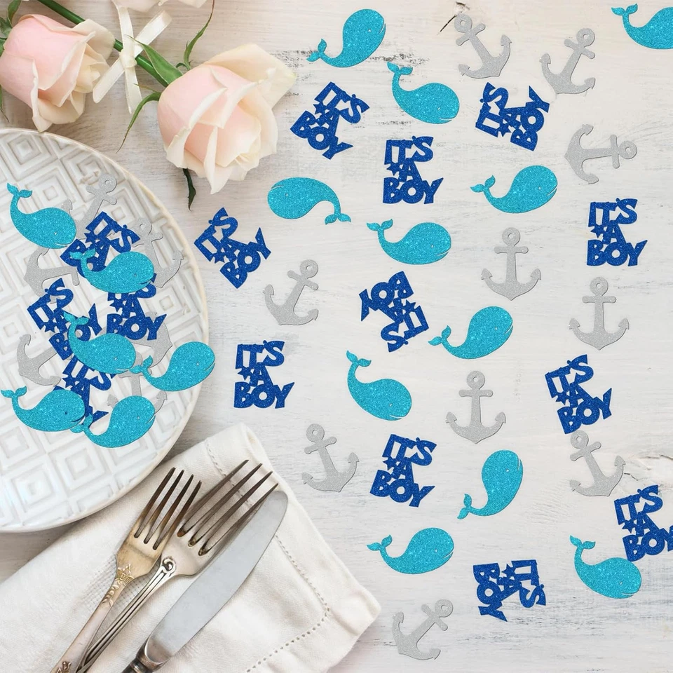 120 peças confetes Ahoy It'S a Boy - tema náutico chá de bebê/festa de revelação de gênero - Imagem 4 de 4