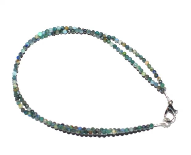 Naturale Azzurrite Gemma 925 Argento Sterling 9 " 2 Strato Bracciale Nozze - Immagine 4 di 4