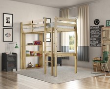 Icarus  Heavy Duty High Sleeper Work Station Pine Bunk Bed, 3ft Single (ISB30)