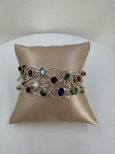 925 Multi-Gemstone Cuff Bracelet Size 7 has stretch 16.7 grams