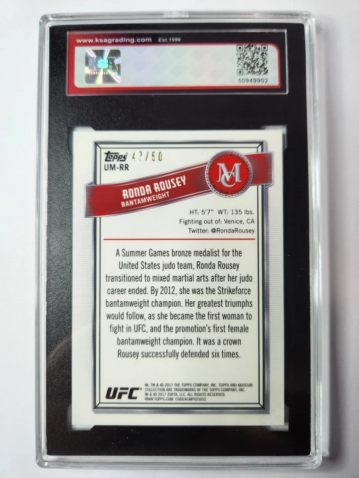 2017 Topps Chrome UFC Museum Collection #UM-RR Ronda Rousey PULSAR /50 KSA 9.5 - Image 2 of 2