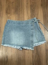 NWT Rewash Denim Mini Frayed Hem Skort Size XS