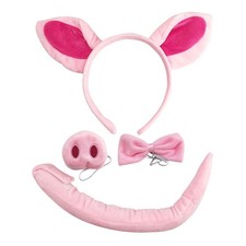 Ears Headband Nose Bowtie Tail Photo Props Elastic Strap Hair Band Pig Costume