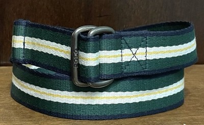 Polo Striped Multi Color Belt Sz S/26 1-3/16 Wide Logo Rings VGUC