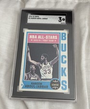 1974-75 Topps #1 Kareem Abdul-Jabbar SGC 3 VG Bucks Lakers HOF