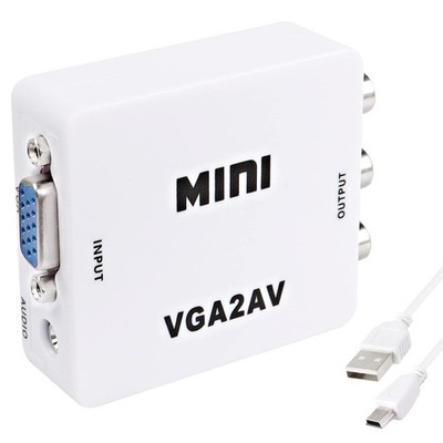 XMSJSIY VGA to AV RCA Composite Converter Adapter Box Small, Red,White,Yellow 