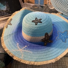 Isla Bonita Wide Brim Beach Hat Starfish Patt...