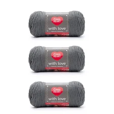 With Love Yarn 3 Pack 7oz #4 Worsted Weight Acrylic Pewter Color