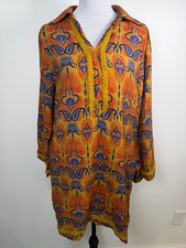 Jodifi Women's Small Boho Tunic Dress Abstract Print Rayon Blend Boho Beach