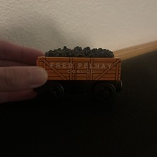 Thomas Friends Wooden Railway 2003 Fred Orange Coal Car Fred Pelhay Coal Co.