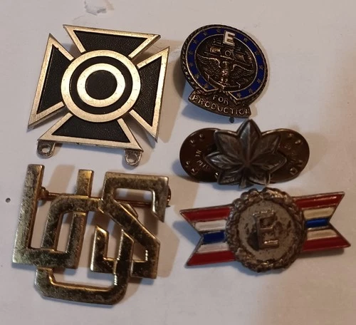 LOT of 5 STERLING WW2 MILITARY ERA PINS