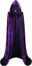Unisex Full Length Velvet Hooded Cape Halloween Christmas Cloak 51" , Dark P...