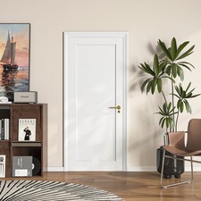28''x80'' White MDF 1-Panel French Door Slab Paintable Interior Pre-Assembled