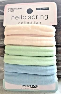 Scunci Hello Spring Collection Ponytailers 6 PCS Hosiery Elastic Hair Ties NEW
