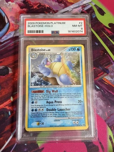 2009 POKEMON PLATINUM #2 BLASTOISE-HOLO PSA 8