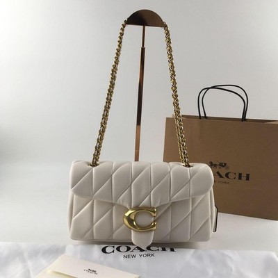 Hot CP150 COACH Tabby 26 Quilted Shoulder Bag Leather White/Gold outlet US