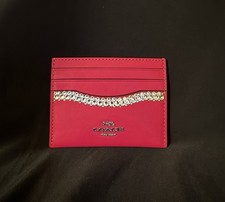 Coach Slim Id Card Case -Dragonfruit Pink - NWT Custom Hand Placed Crystals