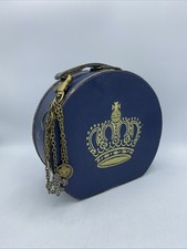 Kathy Van Zeeland Handbag and Bag Charm Hat Box Style Navy Blue and Gold