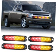 6led Emergency Strobe Lights 4pcs Ultra Slim Surface Mount Red And Yellow