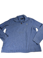 Polo Ralph Lauren Blue Quarter Zip Pullover Sweater Sweatshirt Mens Size XL