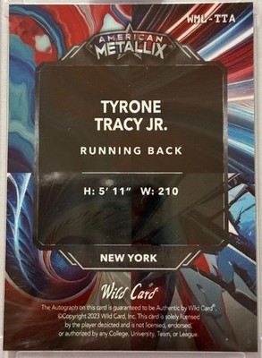🔥 Tyrone Tracy Jr. Autographed Rookie Card 2023 American Metallix