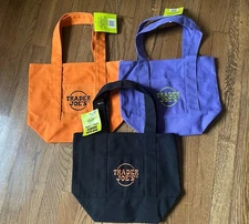 NWT New Trader Joe's Trick-or-Treat Halloween Mini Canvas Tote Bag Set of 3