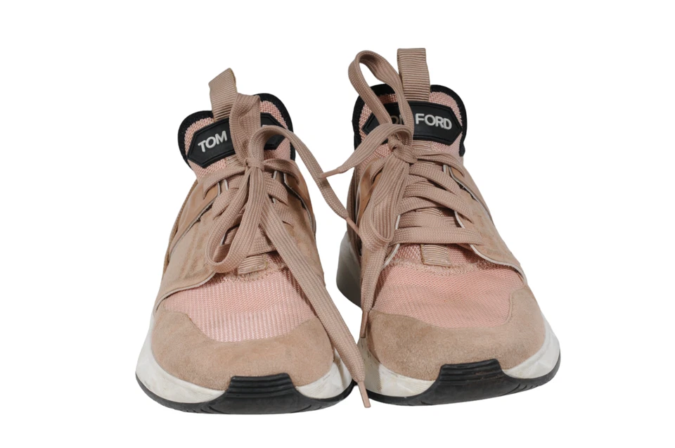 Tom Ford Women Jago Low Top Sneakers US 7.5 EU 37.5 Pink Nylon Mesh Trainers - Image 2 of 4