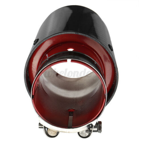 2PCS 2.5''-3.5'' 63mm-89mm Carbon Fiber Car Exhaust Tip Muffler Pipe Red Steel - Picture 7 of 9